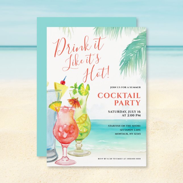 Invitation Boissons tropicales Cocktail d'été (Créateur téléchargé)