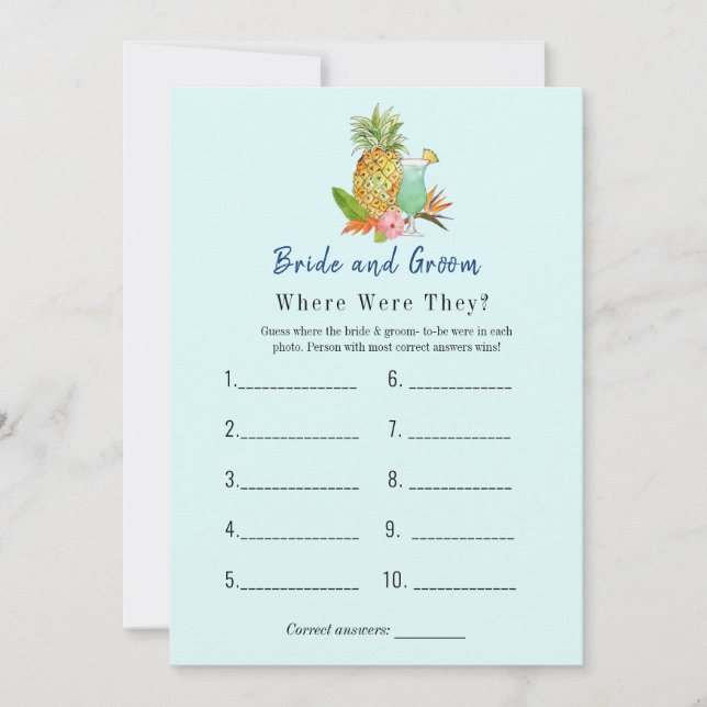 Invitation Boissons tropicales Jeux de douche nuptiale (Devant)