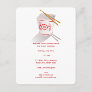 Invitation Boite à emporter du restaurant chinois