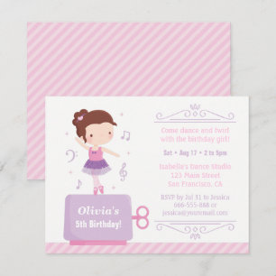 Invitation Boîte à Musique Fille Ballerine Mignonne Fête d'An