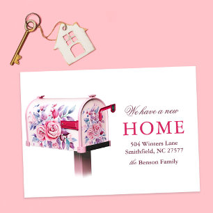 Invitation Boîte aux lettres florale Nouvelle maison Nous avo