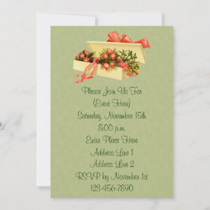 Invitation Boîte D'Art vintage De La Fête Florale Rose