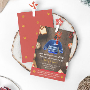 Invitation Boîte de chien Boxer pour les fêtes de Noël Sweate