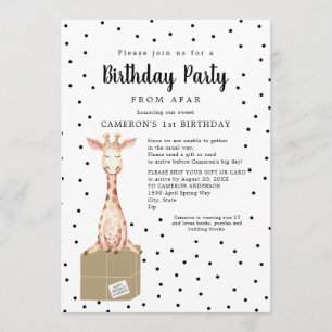 Invitation Boîte de livraison Giraffe Anniversaire Fête de lo