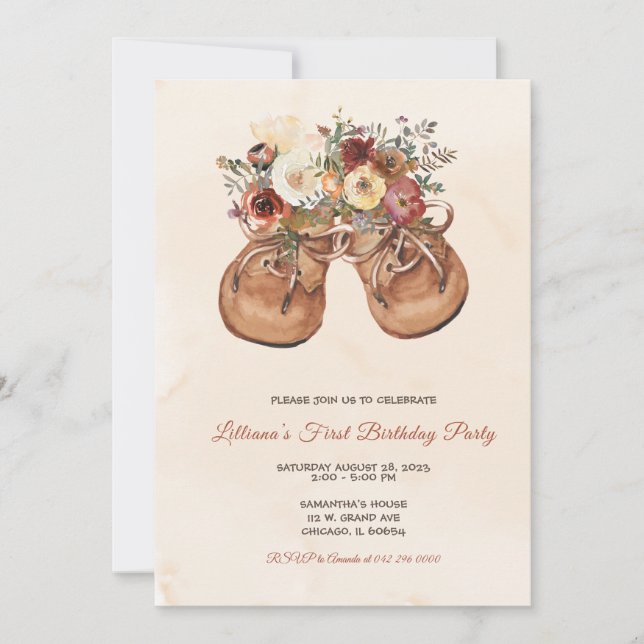Invitation Boites personnalisées modifiables Premier annivers (Devant)