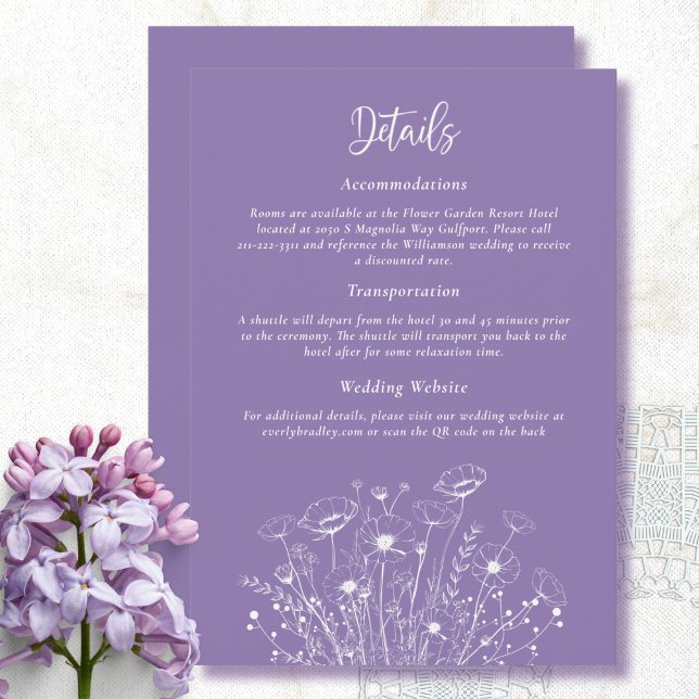 Invitation Boîtier de détails floral violet foncé (Créateur téléchargé)