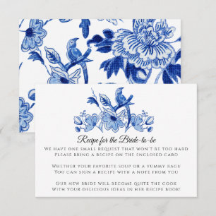 Invitation Boîtier de recette florale d'oiseaux chinois bleu 