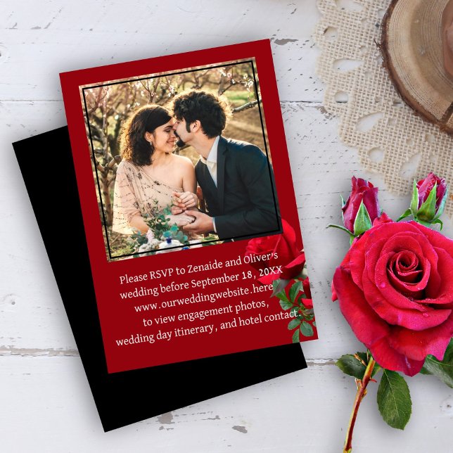 Invitation Boîtier du site Web RSVP de mariage photo Red Rose (Créateur téléchargé)