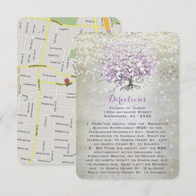 Invitation Boîtier Mariage Lavender Fairytale Lights Stars (Devant / Derrière)