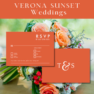 Invitation Boîtier Mariage RSVP Verona Sunset Orange