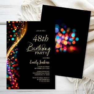Invitation Bokeh coloré N'importe quel âge fête d'anniversair