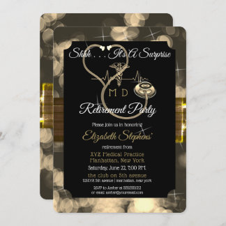Invitation Bokeh Doctor Stethoscope Surprise Retirement Party