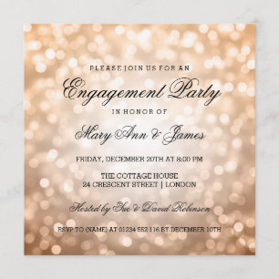 Invitation Bokeh en cuivre éclaire une élégante partie d'enga