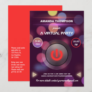 Invitation Bokeh fête d'anniversaire virtuelle