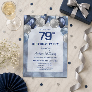 Invitation Bokeh Lumières 79ème Bougies Ballons Fête d'Annive