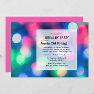 Invitation Bokeh Night Time Drive By Birday Party