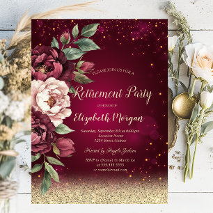 Invitation Bokeh Roses blanches de Bourgogne Rouges Retraite 