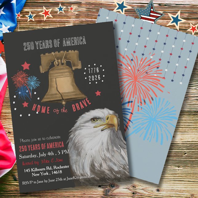 Invitation Bold 250th Anniversary Patriotic Eagle & Liberty  (Bold 250th Anniversary Patriotic Eagle & Liberty Invitation)