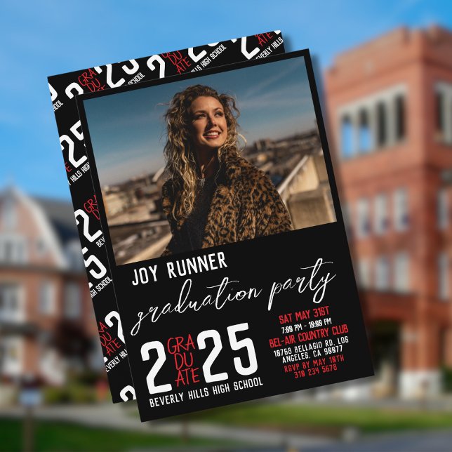 Invitation Bold Classe moderne de 2025 Photo Graduation Party (Créateur téléchargé)