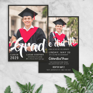 Invitation Bold Custom Graduation Announcement & Party Invite