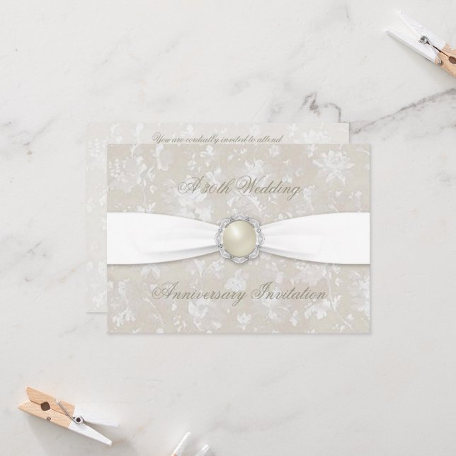 Invitation Bold Damask 30 Mariage Anniversaire 4.5x6.25 Invit (Devant/Arrière en situation)