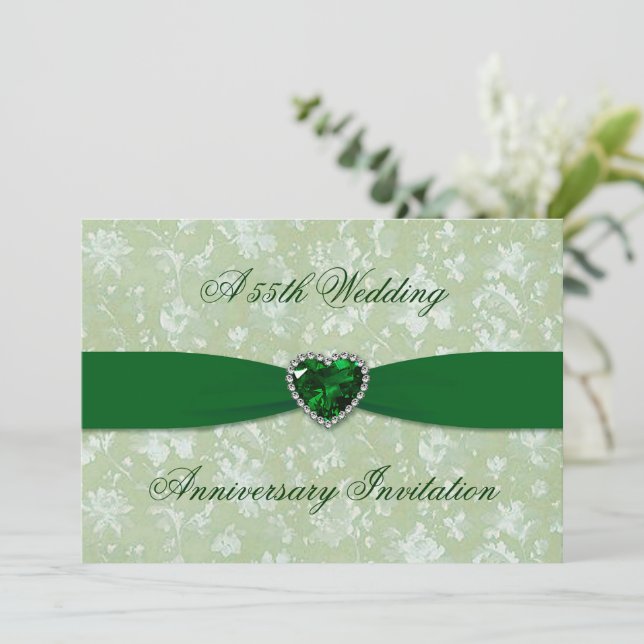 Invitation Bold Damask 55e anniversaire Mariage 5x7 Invitatio (Debout devant)