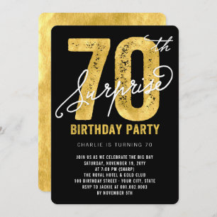 Invitation Bold Gold Foil Surprise 70e anniversaire Invitatio