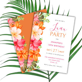 Invitation Bold Lush Tropical Floral Luau Birthday