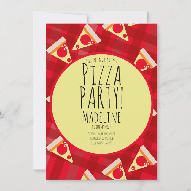 Invitation Bold Pizza Anniversaire Restaurant de fête Invitat (Devant)