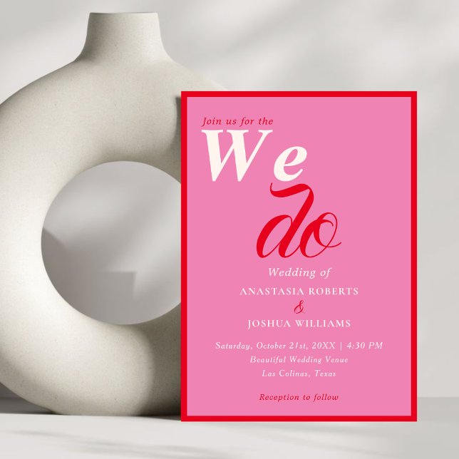 Invitation Bold Retro Nous faisons Typographie Mariage rose r (Créateur téléchargé)