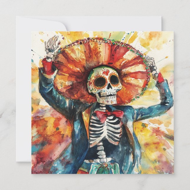 Invitation Bold Skeleton Art Day of Dead (Devant)
