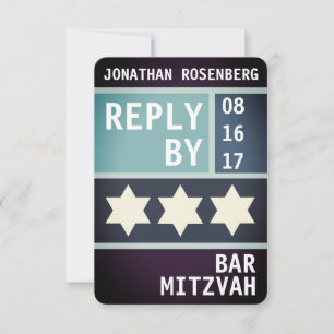 Invitation Bold Star of David Bar Mitzvah RSVP Réponse