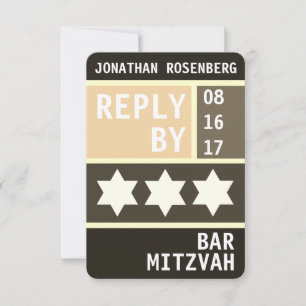 Invitation Bold Star of David Bar Mitzvah RSVP Réponse