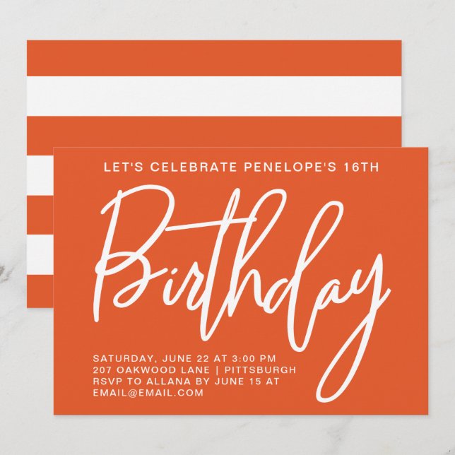 Invitation Bold Stripes fête d'anniversaire (Devant / Derrière)