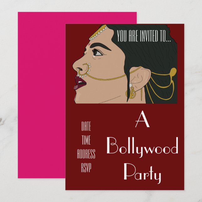 Invitation Bollywood Indian s'habille (Devant / Derrière)