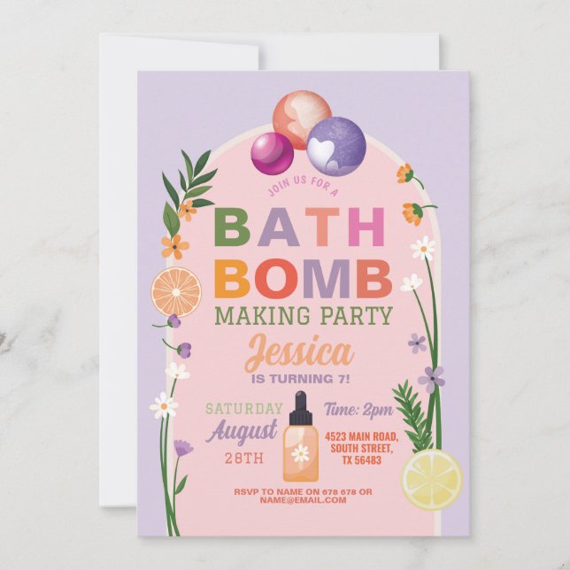 Invitation Bombe De Bain Fabriquant Artisanat Anniversaire Pa (Devant)