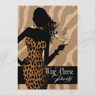 Invitation Bombshell Leopard Wine & Cheese Party Tan