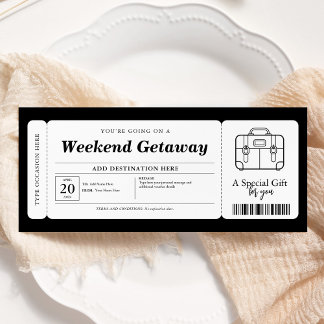 Invitation Bon cadeau de fin de semaine Getaway Surprise