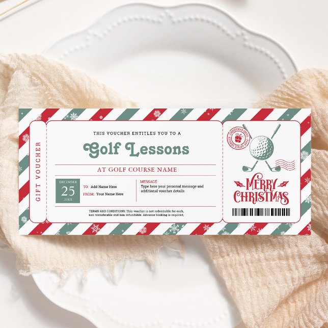 Invitation Bon cadeau de Noël pour la leçon de golf (Créateur téléchargé)