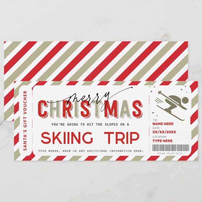 Invitation Bon cadeau de voyage de Noël Surprise (Devant / Derrière)