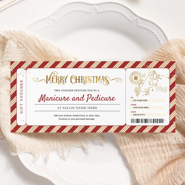 Invitation Bon de cadeau de Noël pour manucure pédicure (Créateur téléchargé)