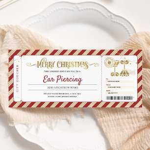 Invitation Bon de cadeau de Noël pour piercing d'oreille