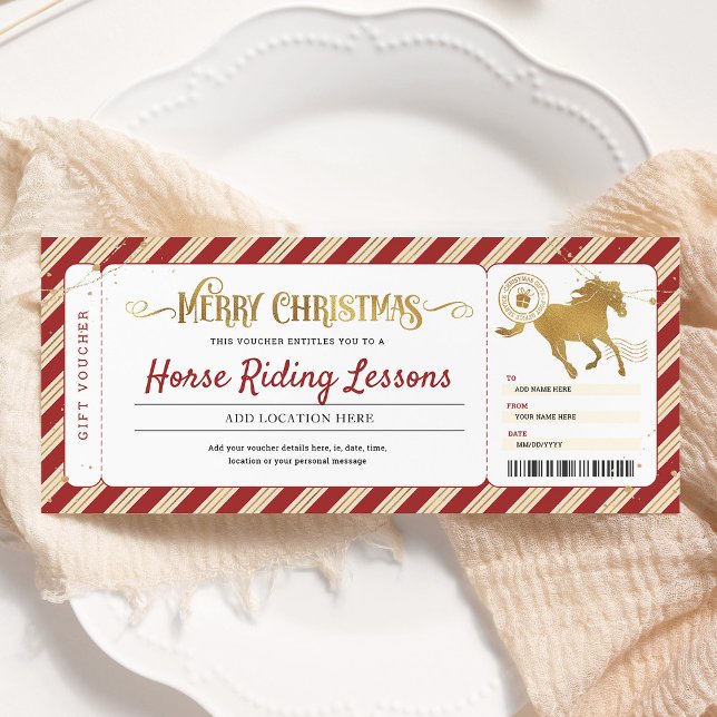 Invitation Bon de cadeau de ticket de leçons d'équitation de  (Créateur téléchargé)