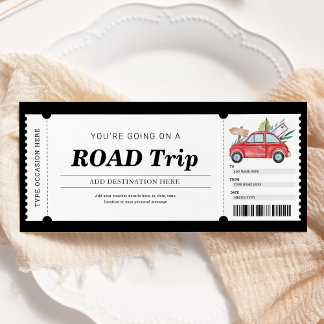 Invitation Bon de cadeau de voyage Road Trip
