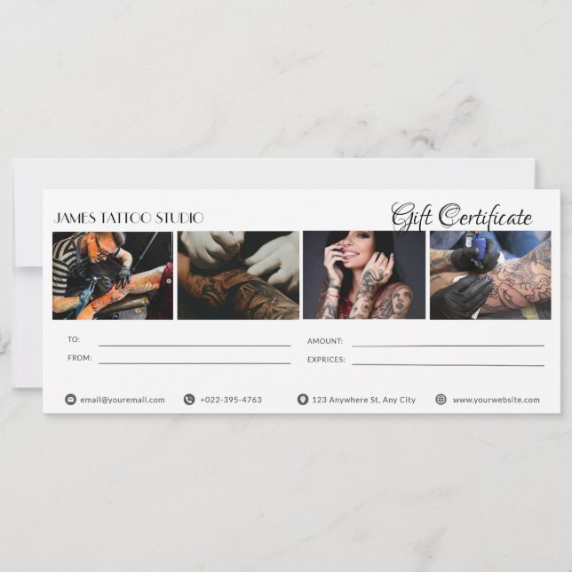 Invitation Bon de cadeau personnalisé pour Salon de tatouage (Devant)