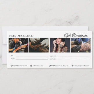 Invitation Bon de cadeau personnalisé pour Salon de Tatouage