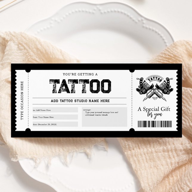 Invitation Bon de cadeau Tatouage Encré  (Créateur téléchargé)