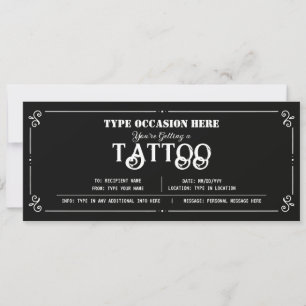Invitation Bon de Cadeau Tatouage Personnalisé CERTIFICAT