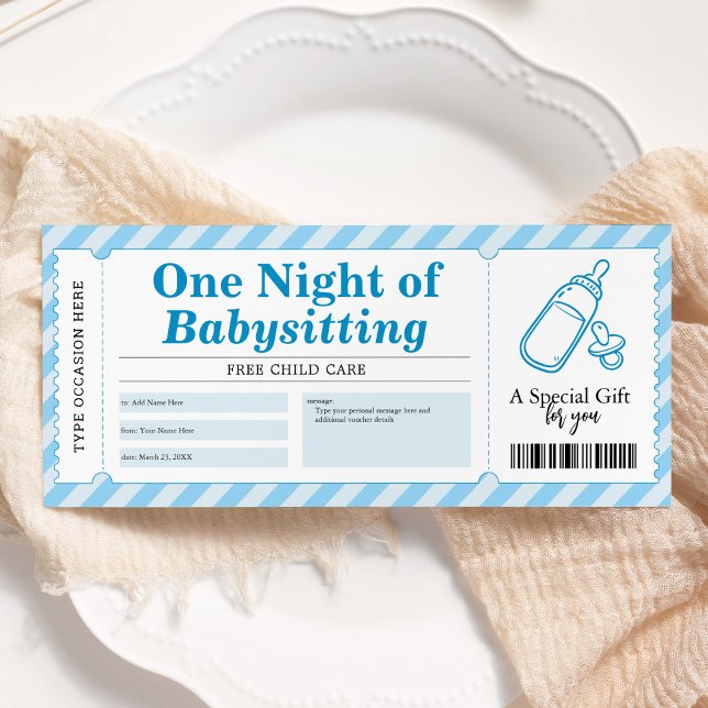 Invitation Bon de certificat cadeau bleu de service de babysi (Créateur téléchargé)