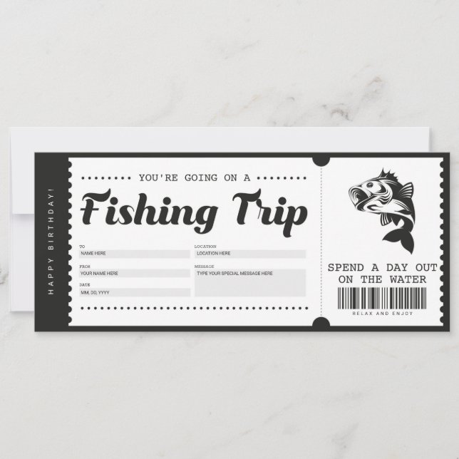 Invitation Bon de certificat cadeau de sortie de pêche (Devant)